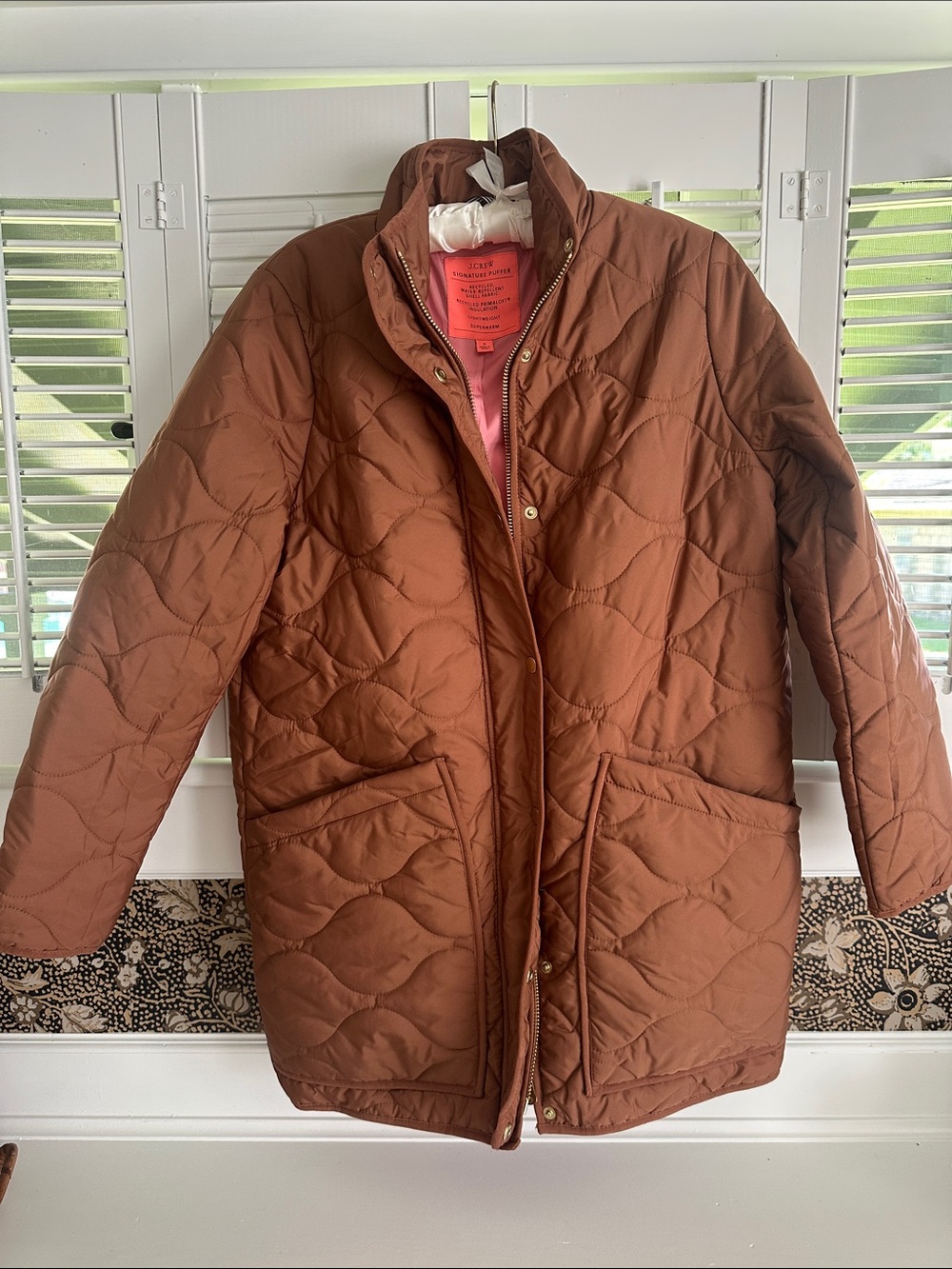 J. Crew Quilted Nutmeg Brown Signature Puffer Coat Small. NWOT